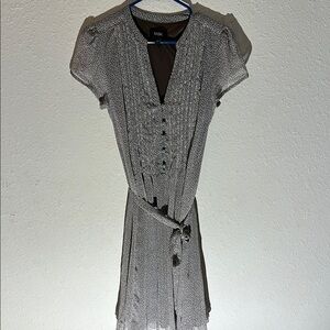 MSK Gray Sheath Dress with Puff Cap Sleeves and Crew Neck